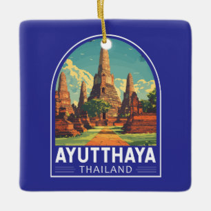 Ayutthaya Thailand Travel Art Emblem Ceramic Ornament