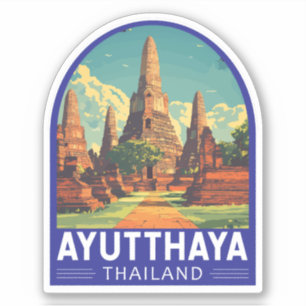 Ayutthaya Thailand Travel Art Emblem Sticker