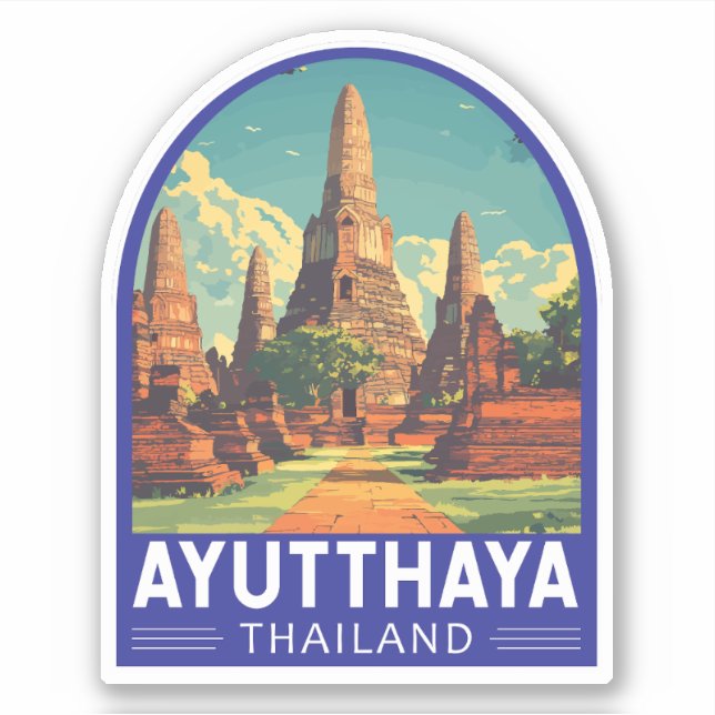 Ayutthaya Thailand Travel Art Emblem Sticker (Front)