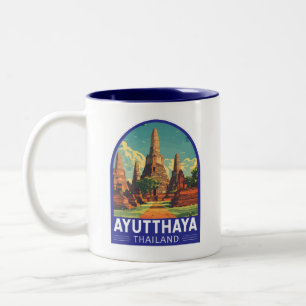 Ayutthaya Thailand Travel Art Emblem Two-Tone Coffee Mug