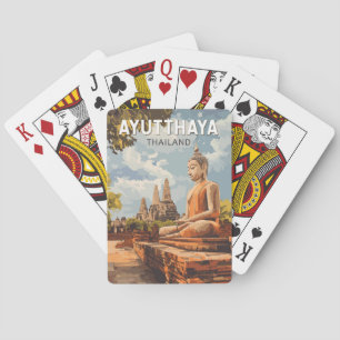 Ayutthaya Thailand Travel Art Vintage Poker Cards