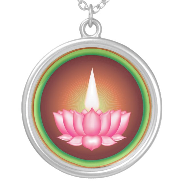 Ayyavazhi Indian Dharmic Religious Symbol Silver Plated Necklace (Front)