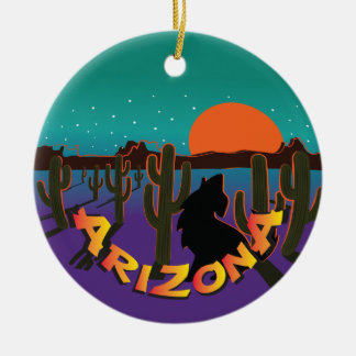 AZ Arizona Christmas Howling Coyote Ceramic Ornament