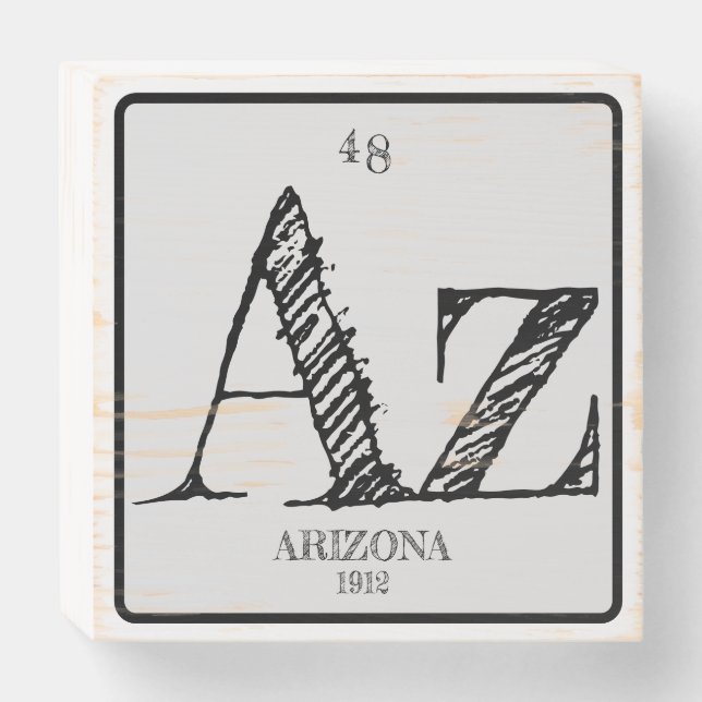 AZ Arizona State Periodic Table of Elements Art Wooden Box Sign (Front Horizontal)