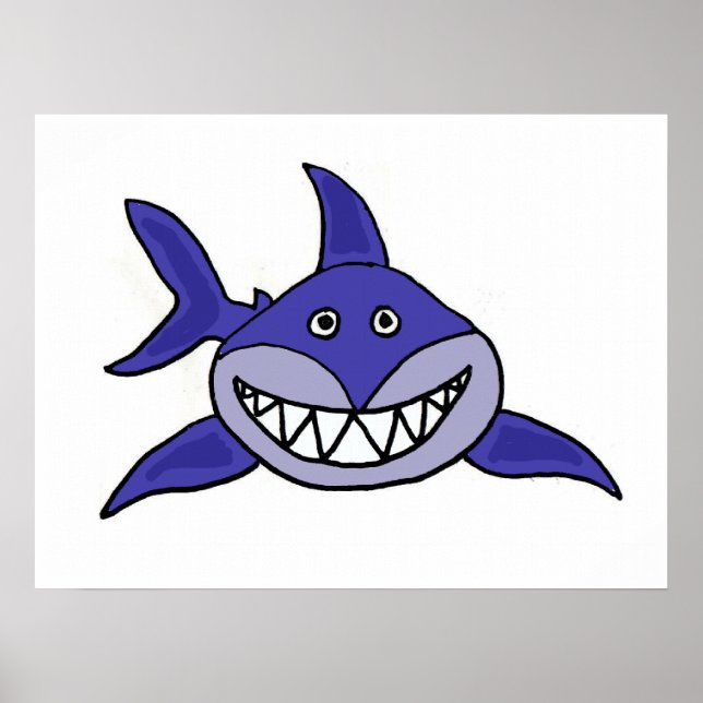 AZ- Smiling Shark Cartoon Poster (Front)