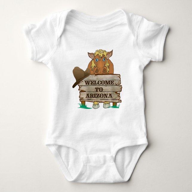 AZ- Welcome to Arizona Horse Baby Bodysuit (Front)