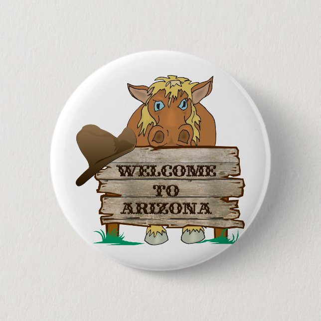 AZ- Welcome to Arizona Horse Button (Front)
