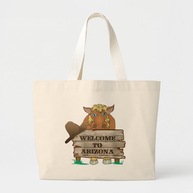 AZ- Welcome to Arizona Horse Large Tote Bag (Front)