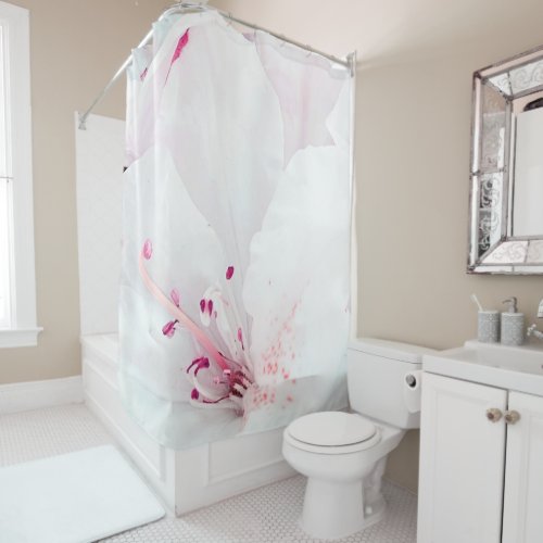   Azalea Art Painting Flowers White Pink Shower Curtain