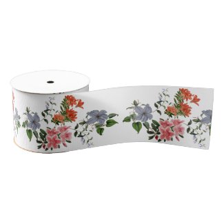 Azalea Clematis Floral Garland Grosgrain Ribbon