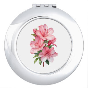 Azalea flower watercolor painting compact mirror