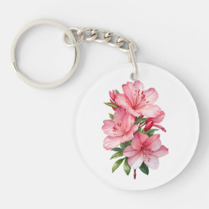 Azalea flower watercolor painting keychain