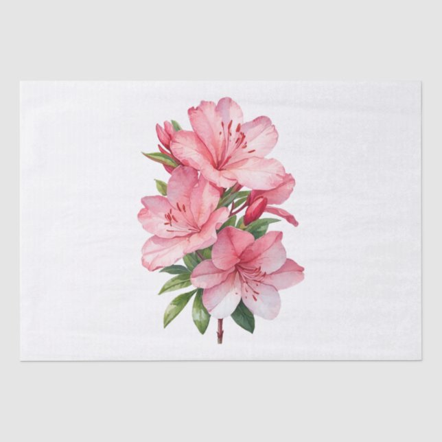 Azalea flower watercolor painting tissue paper (Front)