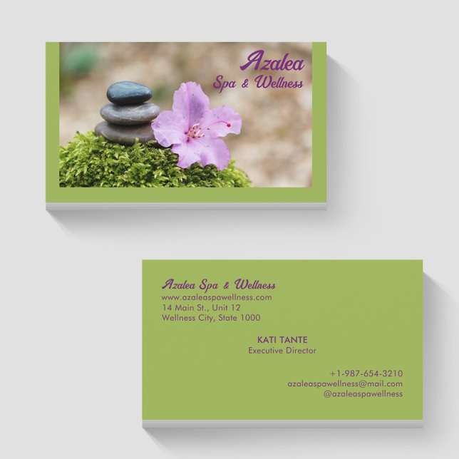 Azalea Spa & Wellness Green Business Card (Creator Uploaded)