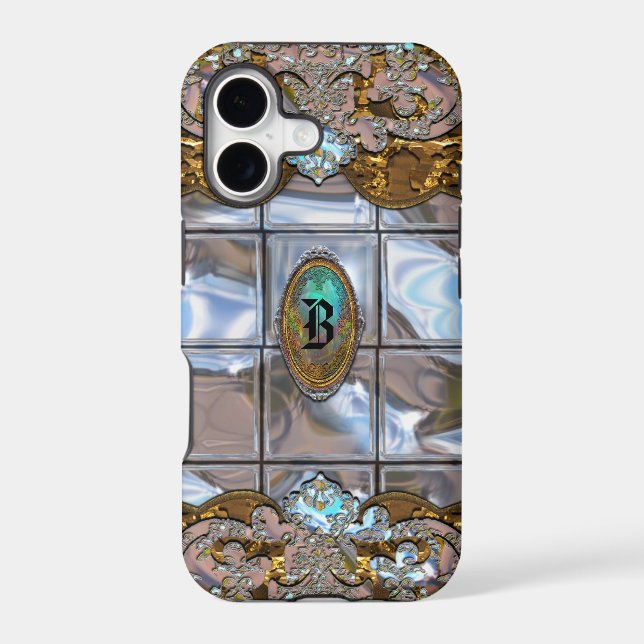 Azapothic Girly Gleemer Protective Monogram Case-Mate iPhone Case (Back)