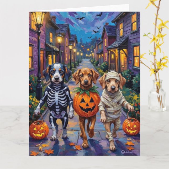 Azawakh Dogs Trick-or-Treating Halloween Costumes Card (Yellow Flower)