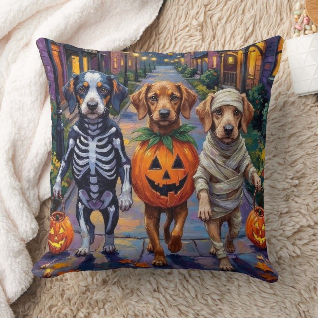 Azawakh Dogs Trick-or-Treating Halloween Costumes Throw Pillow (Blanket)