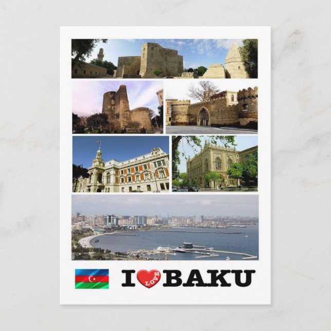 Azerbaijan - Baku - I Love - Postcard (Front)