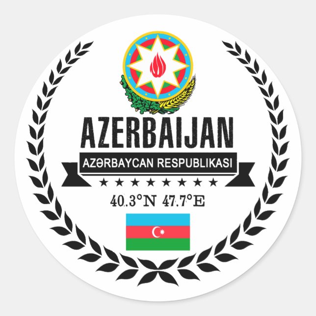 Azerbaijan Classic Round Sticker (Front)