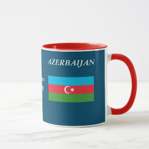 Azerbaijan Crest and Flag Black 11 oz Ringer Mug