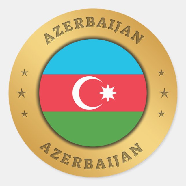 Azerbaijan Flag Button Classic Round Sticker (Front)