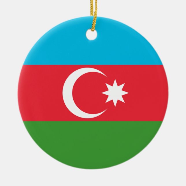 Azerbaijan Flag Ceramic Ornament (Front)