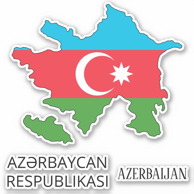 Azerbaijan Flag Charming Patriotic Map Sticker (Front)