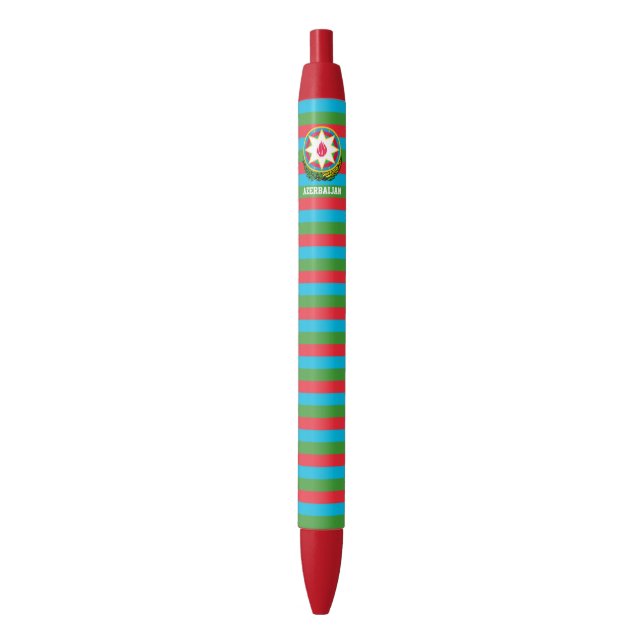 Azerbaijan Flag Cute Patriotic Black Ink Pen (Front Vertical)