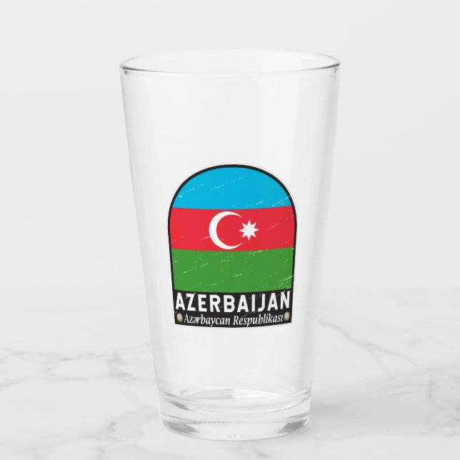 Azerbaijan Flag Emblem Distressed Vintage  Glass (Front)