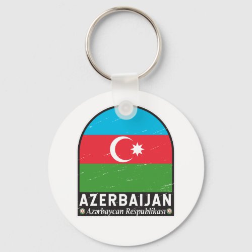 Azerbaijan Flag Emblem Distressed Vintage  Keychain