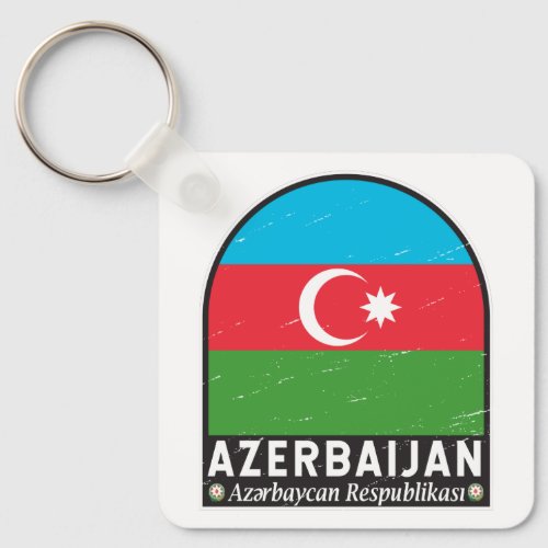 Azerbaijan Flag Emblem Distressed Vintage  Keychain