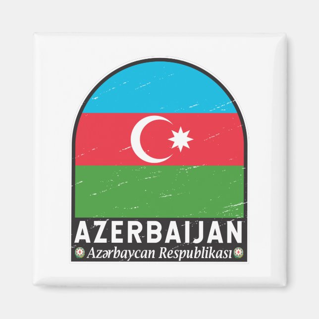 Azerbaijan Flag Emblem Distressed Vintage  Magnet (Front)
