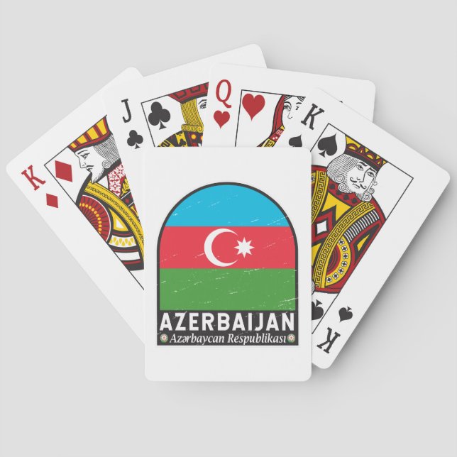 Azerbaijan Flag Emblem Distressed Vintage  Poker Cards (Back)