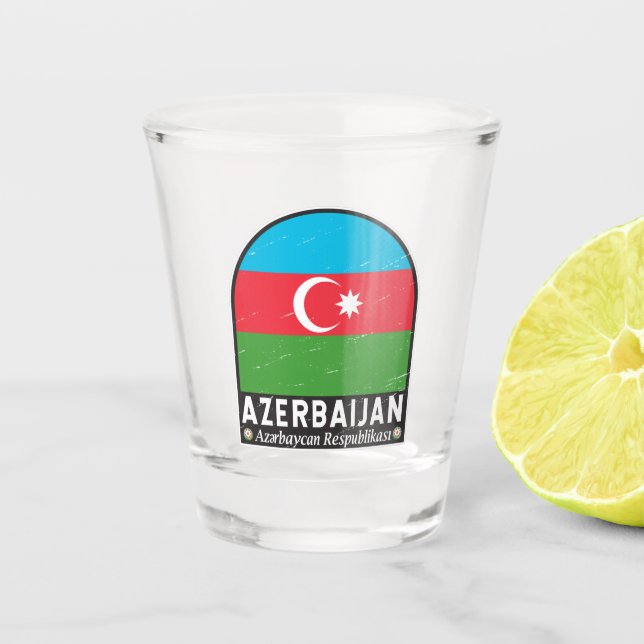Azerbaijan Flag Emblem Distressed Vintage  Shot Glass (Front)