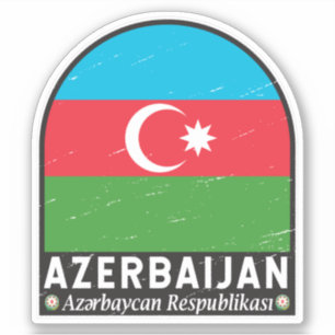 Azerbaijan Flag Emblem Distressed Vintage Sticker