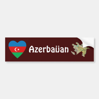 Azerbaijan Flag Heart + Map Bumper Sticker