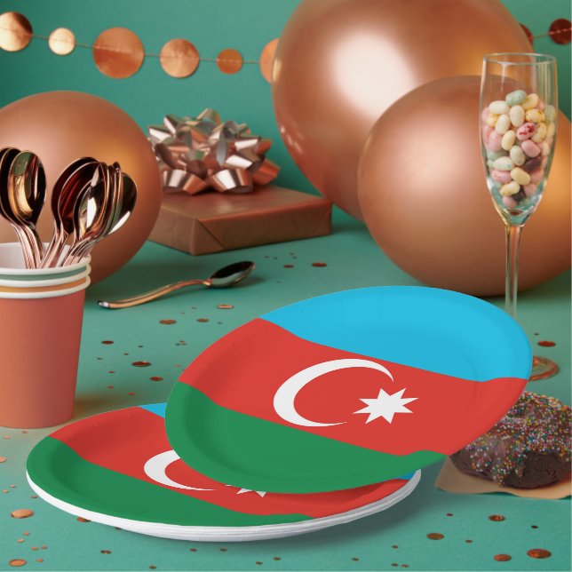 Azerbaijan flag paper plates (Multi)