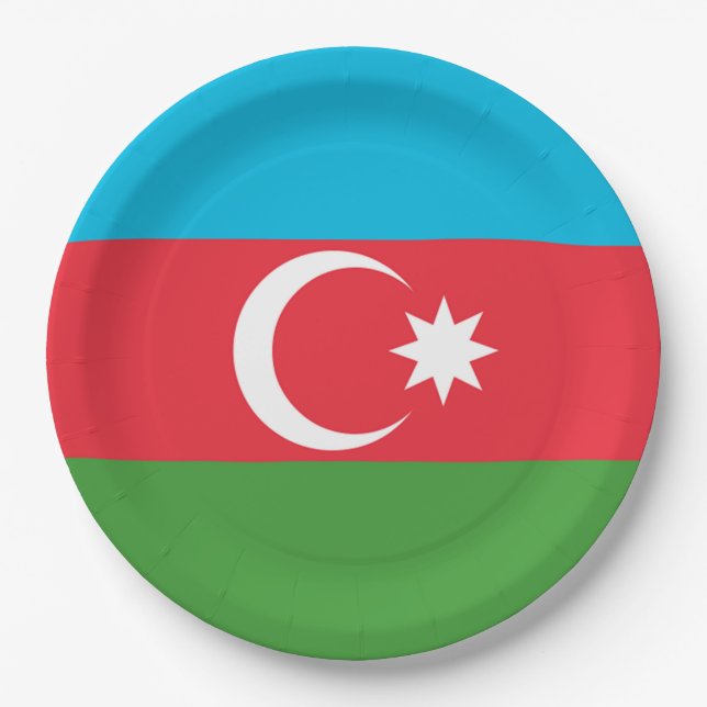 Azerbaijan Flag Paper Plates (Front)