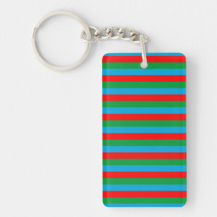 Azerbaijan flag stripes country symbol pattern red keychain