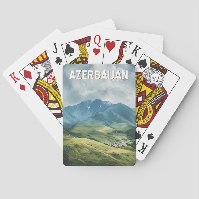 Azerbaijan Illustration Travel Art Vintage Poker Cards (Back)