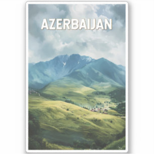 Azerbaijan Illustration Travel Art Vintage Sticker