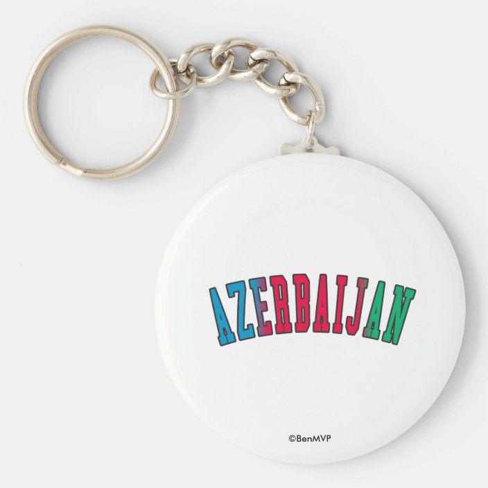 Azerbaijan in National Flag Colors Key Chain