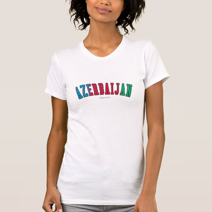 Azerbaijan in National Flag Colors Tee Shirt