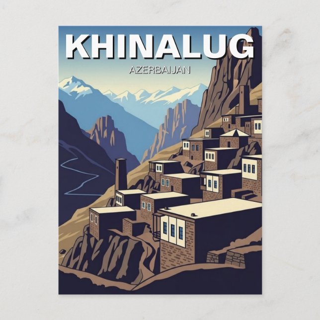 Azerbaijan Khinalug Mountain Village Postcard (Front)