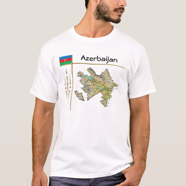 Azerbaijan Map + Flag + Title T-Shirt (Front)