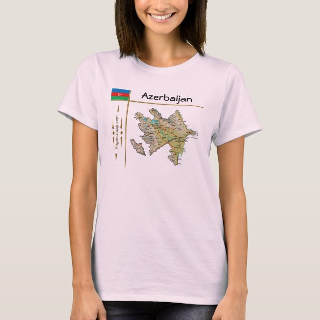 Azerbaijan Map + Flag + Title T-Shirt (Front)