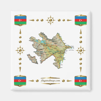 Azerbaijan Map + Flags Magnet
