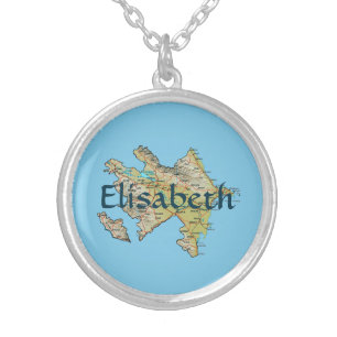 Azerbaijan Map + Name Necklace
