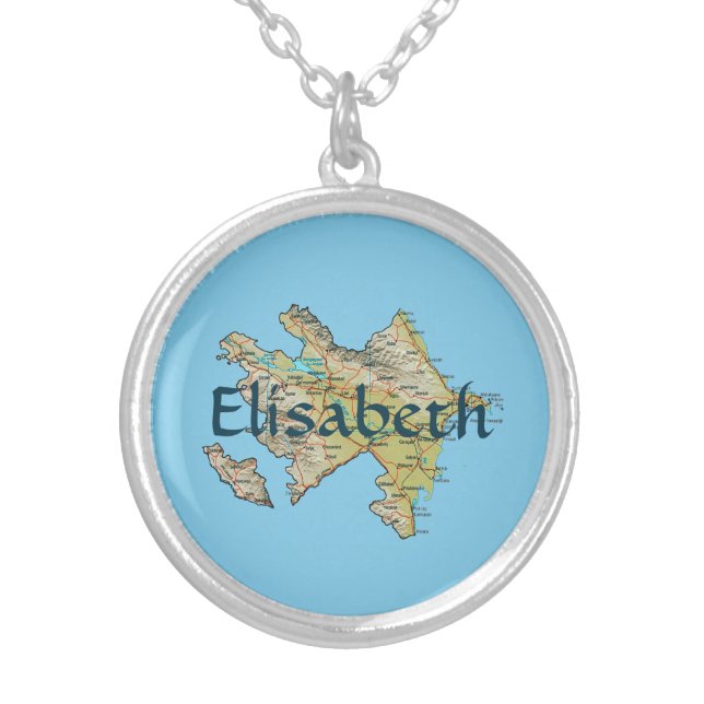 Azerbaijan Map + Name Necklace (Front)