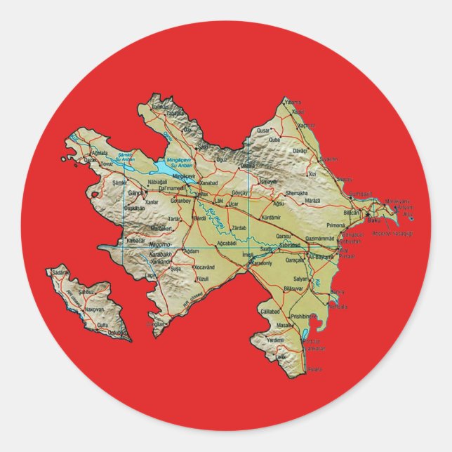 Azerbaijan Map Sticker (Front)